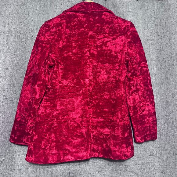 Vintage Crushed Velvet Blazer Women Small*‎ Red Whimsigoth Fairy Goth Steampunk - Picture 2 of 9